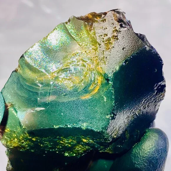 Rainbow Obsidian Rough Raw Lapidary Glass Butte Oregon Rare Purple Green 5 oz. - Picture 4 of 13